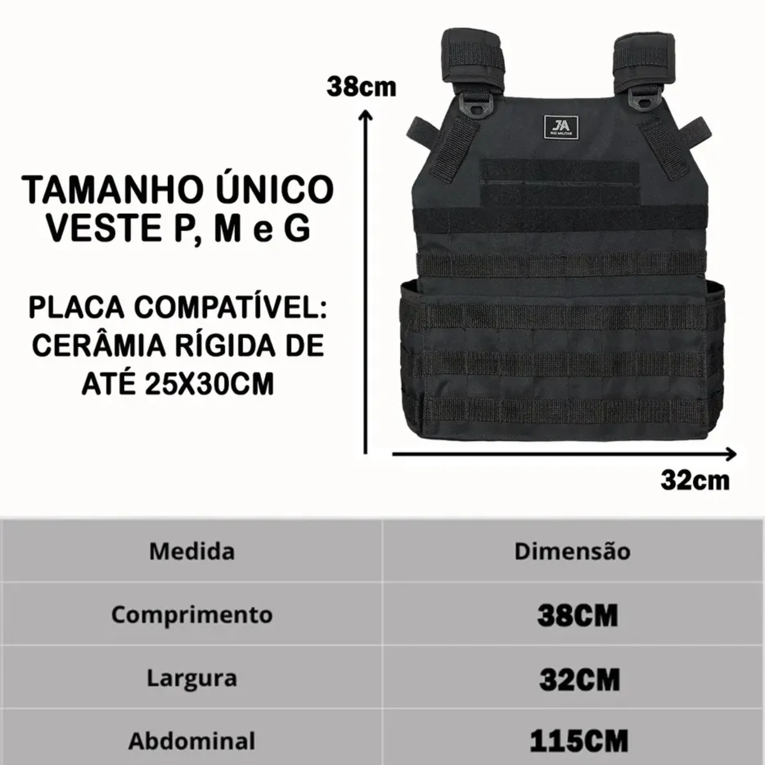 Capa de Colete Plate Carrier - Preto