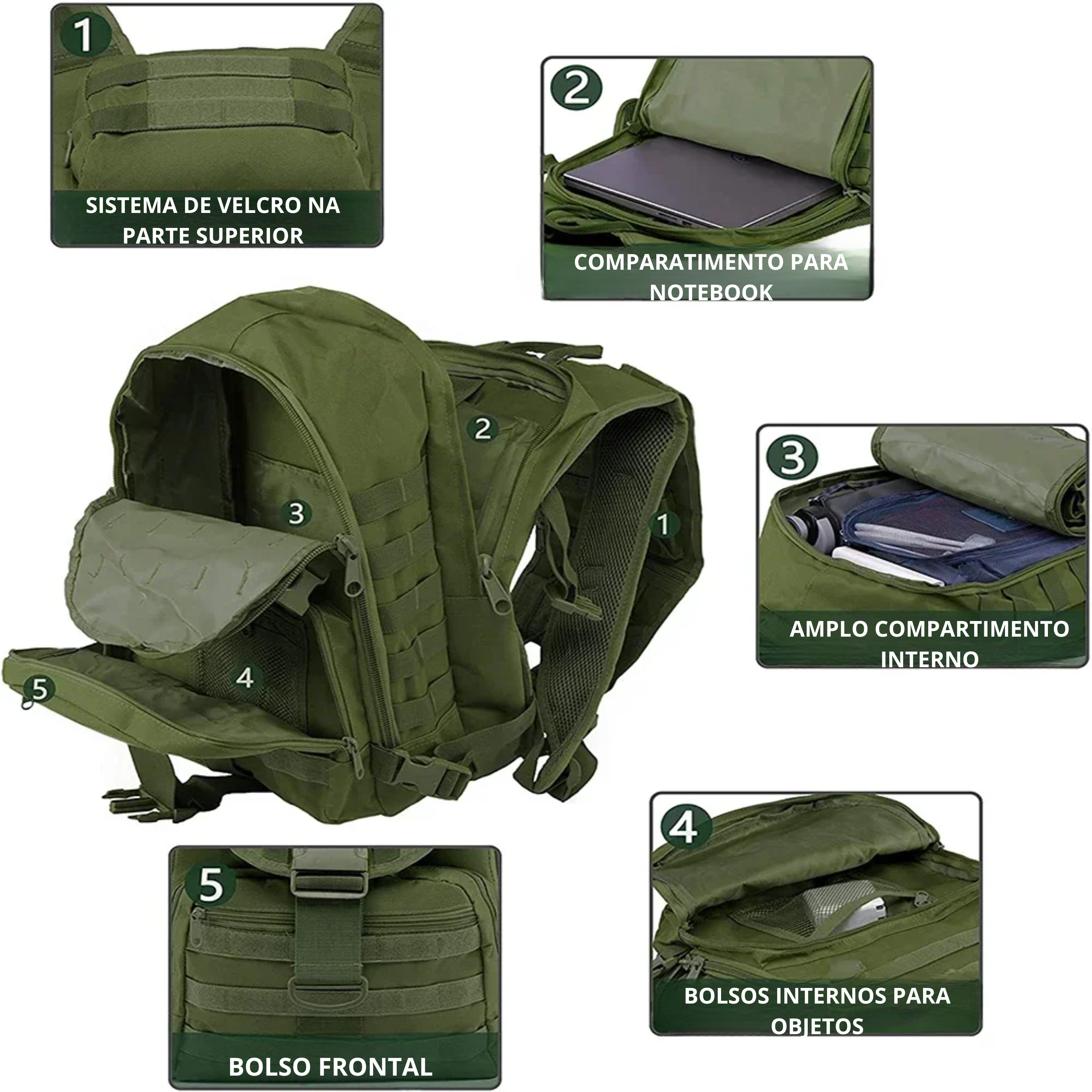 Mochila 40 Litros Tactical® - Verde Oliva