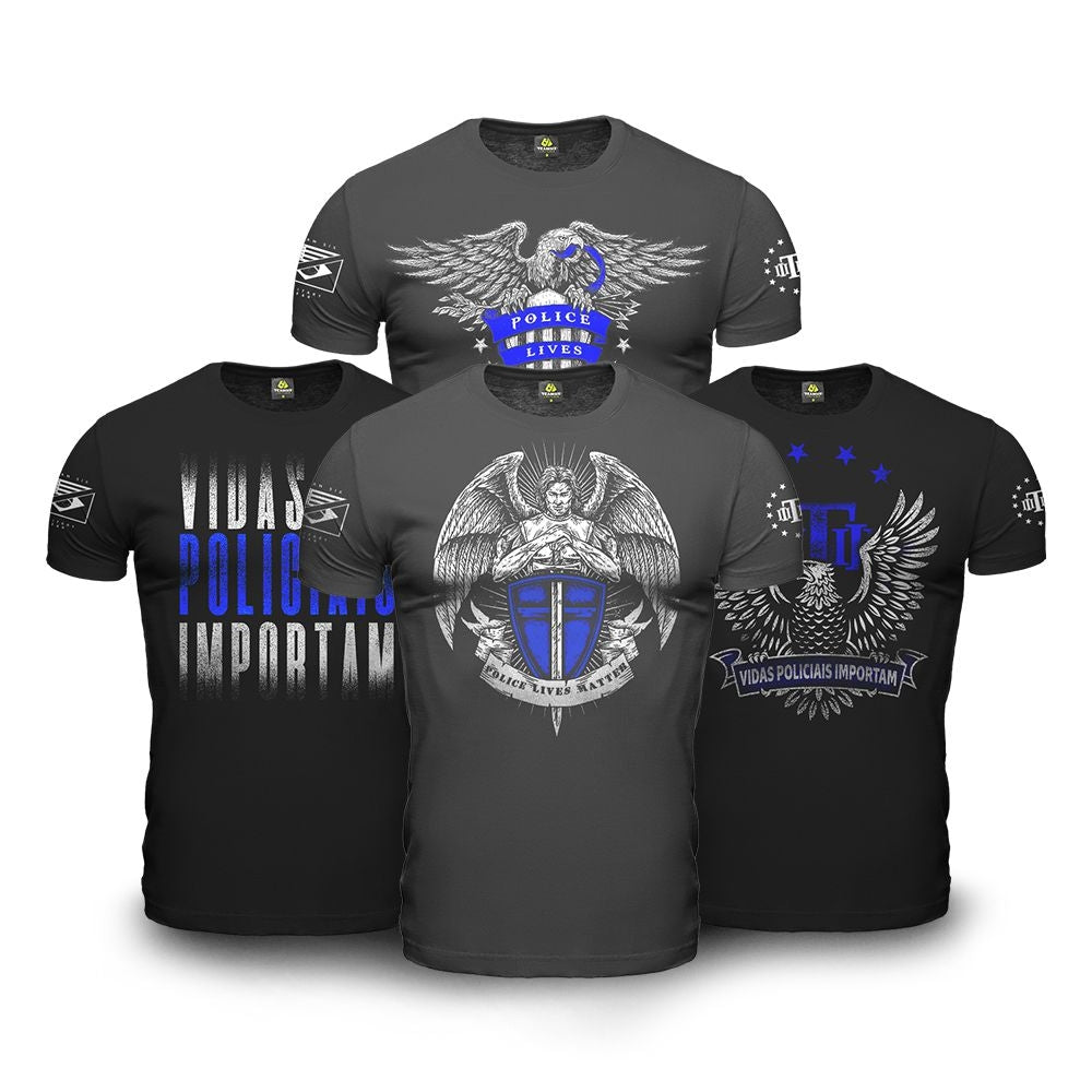 Kit 4 Camisetas Masculinas com Estampa Police Lives Matter (Vidas Policiais Importam) Team Six Brasil®