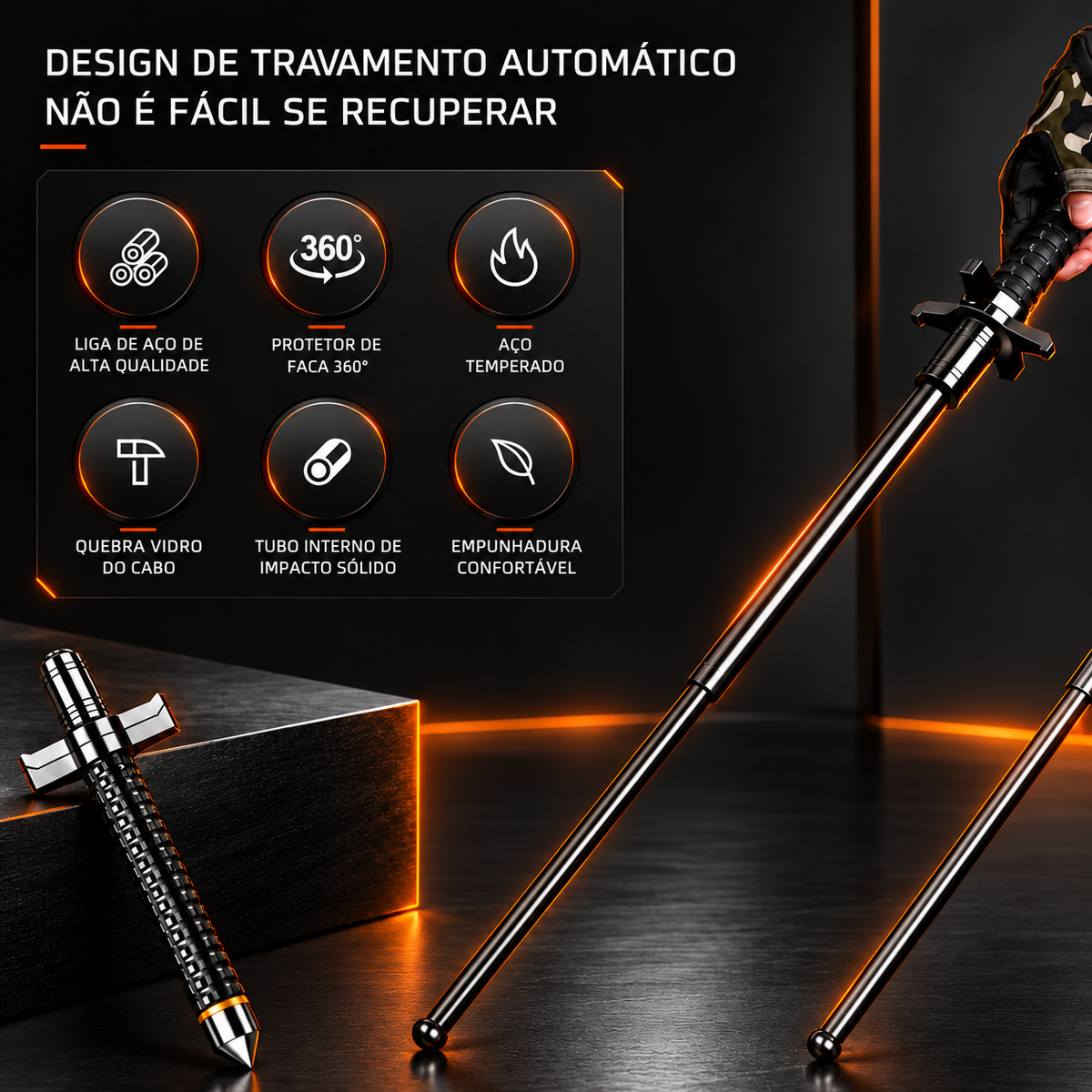Bastão Retrátil de Aço Security
