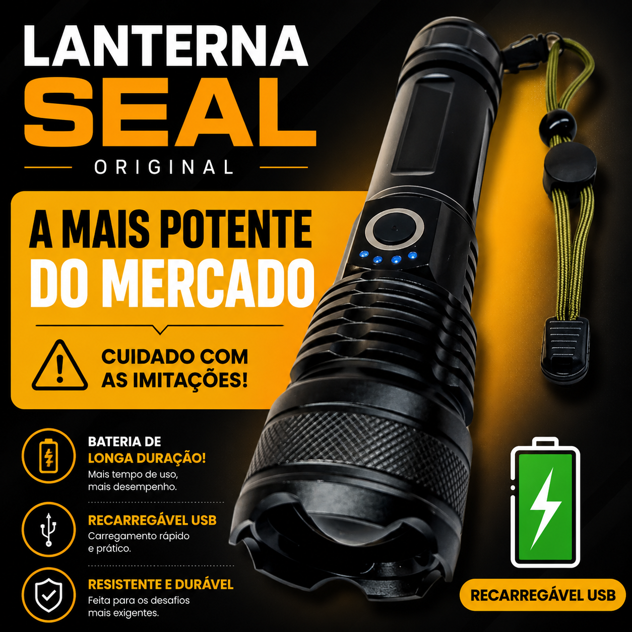 Lanterna Tática Recarregável SEAL