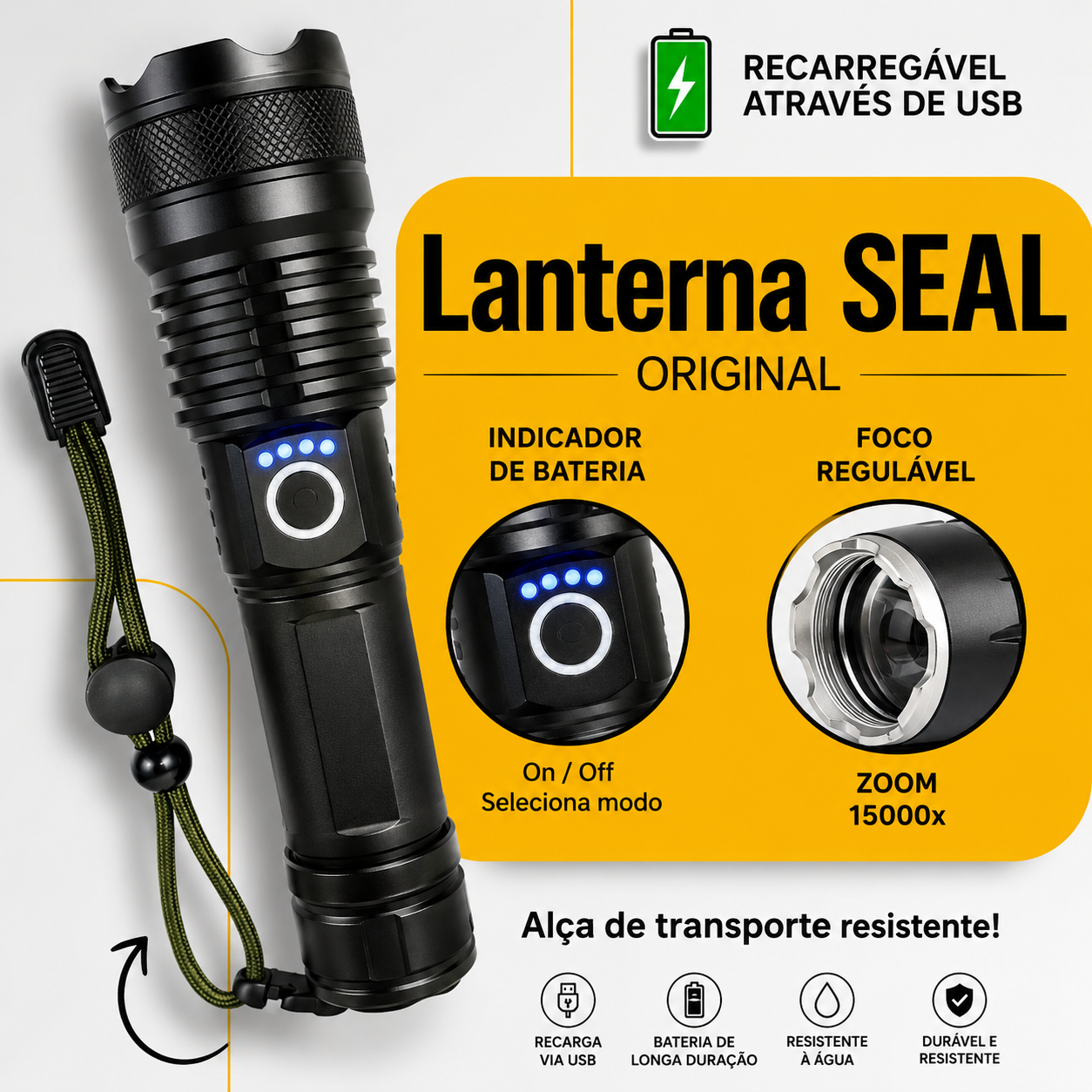 Lanterna Tática Recarregável SEAL