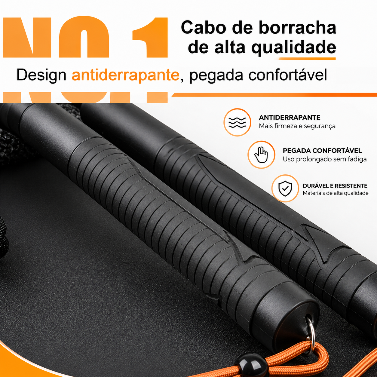 Bastão Retrátil em Aço inoxidável - Cabo emborrachado
