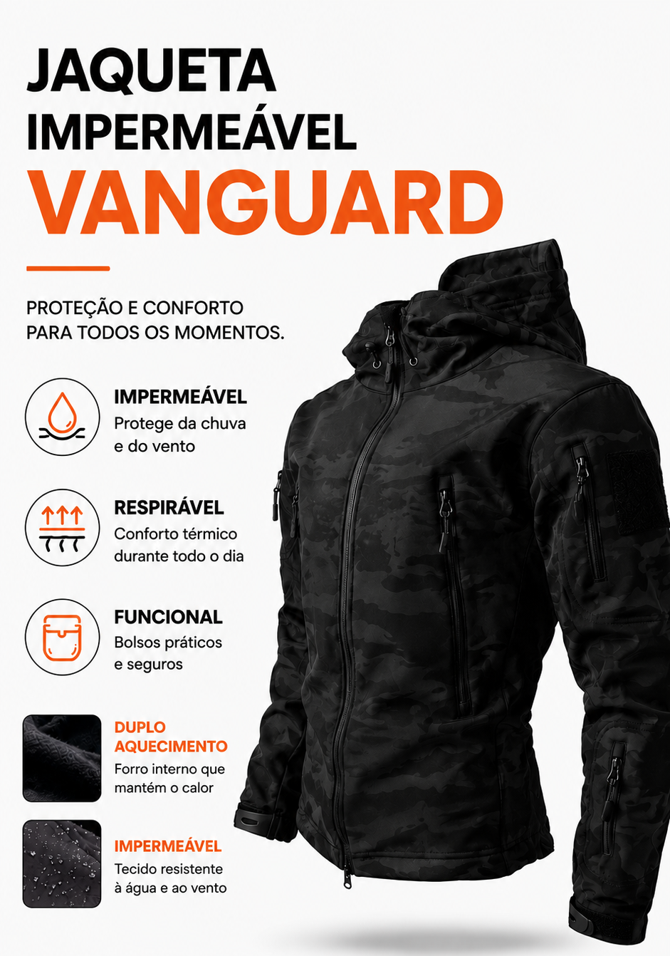 Jaqueta Tática Vanguard - Multicam Black