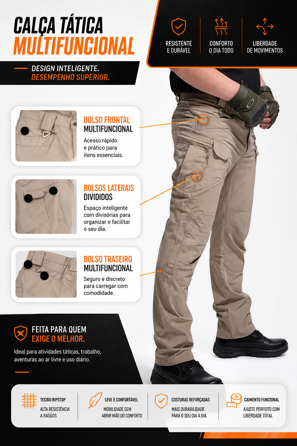 Calça Tática Patriot® - Cáqui