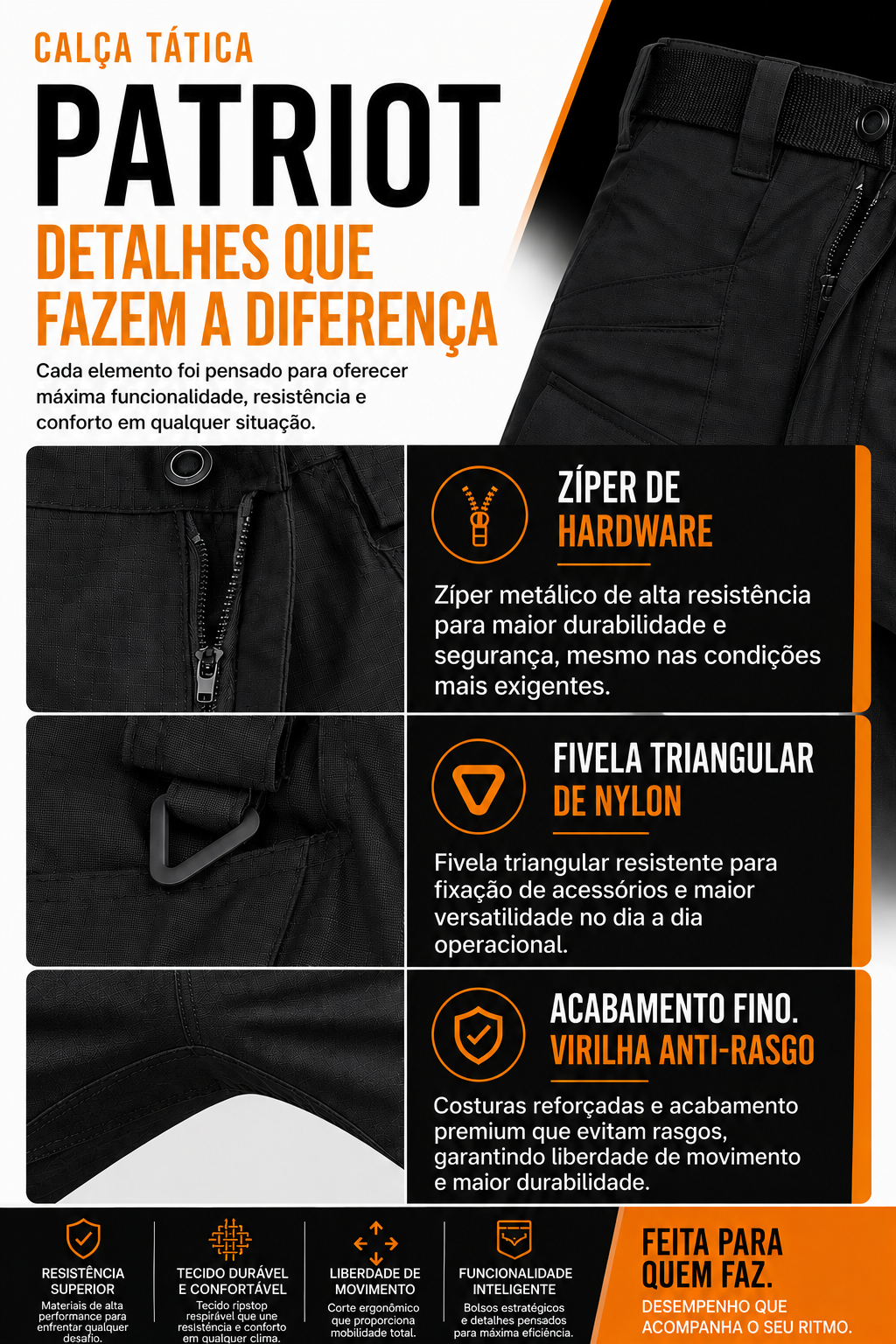 Calça Tática Patriot® - Preta