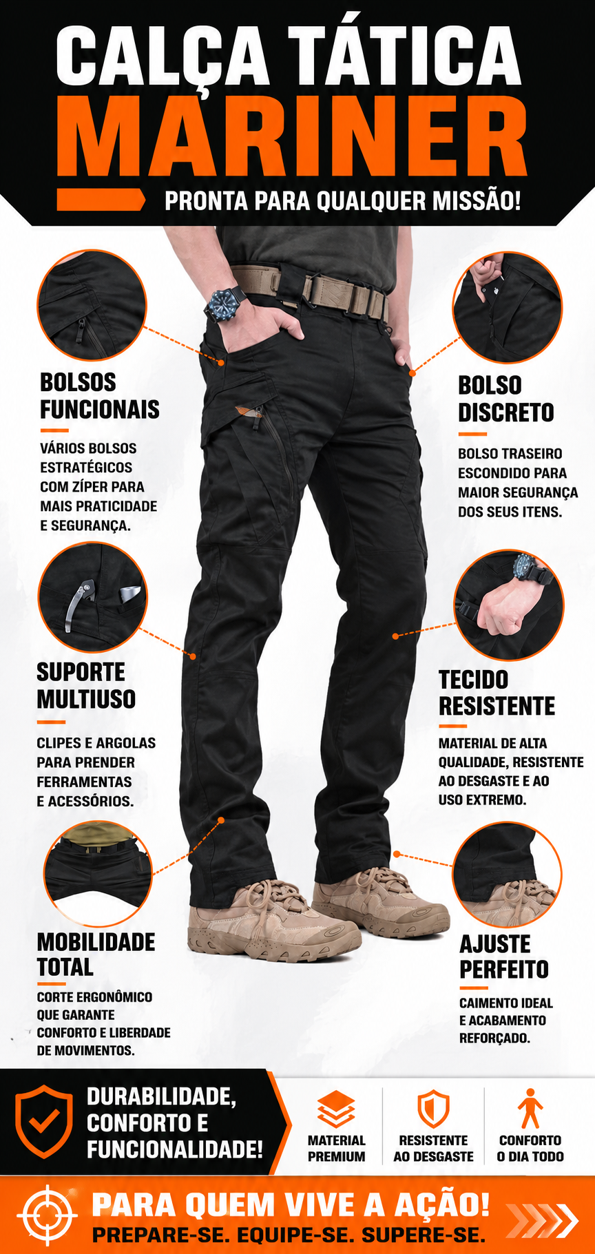 Calça Tática Mariner® - Preta