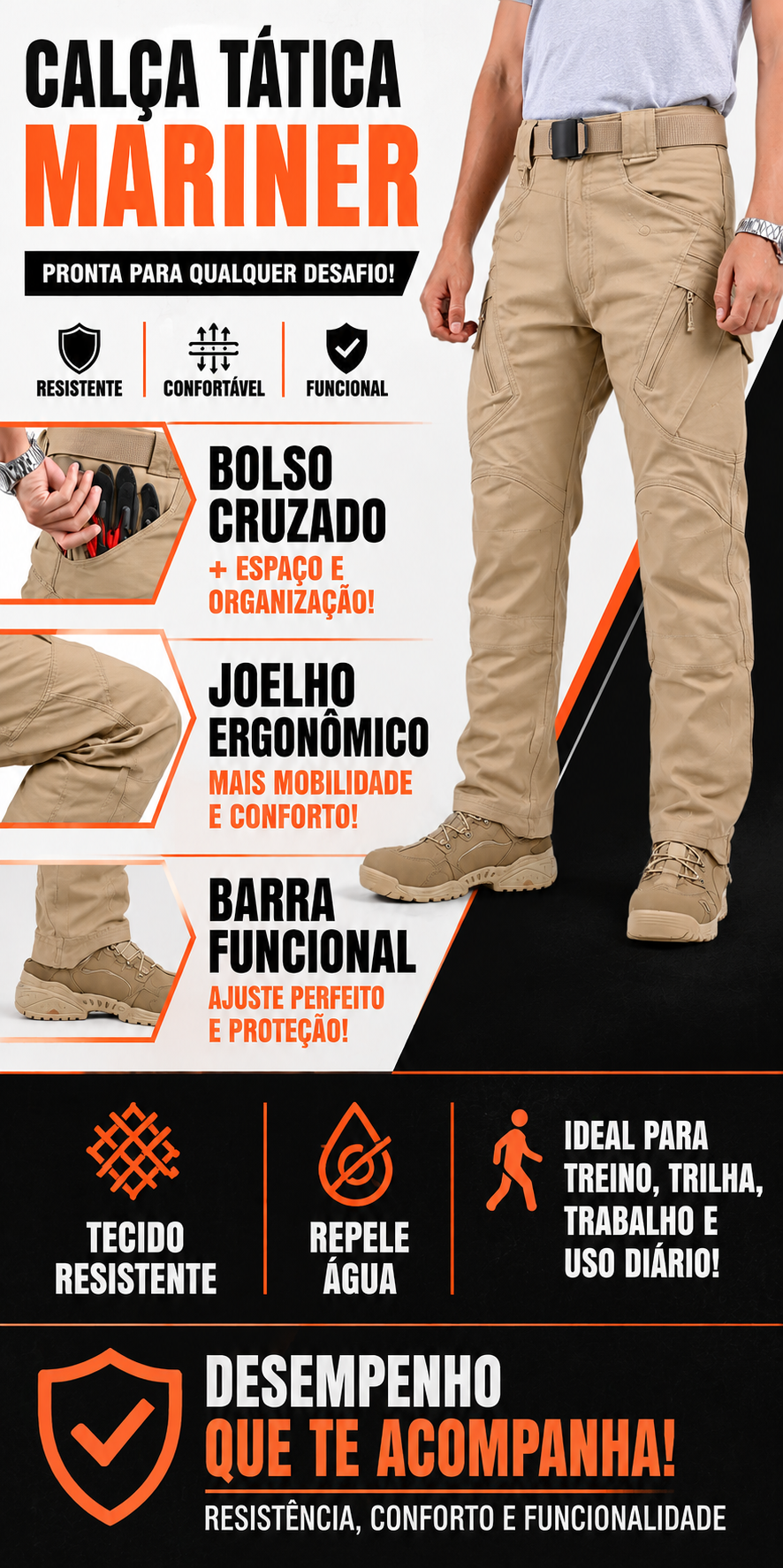 Calça Tática Mariner® - Cáqui