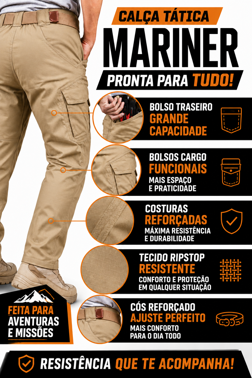 Calça Tática Mariner® - Cáqui