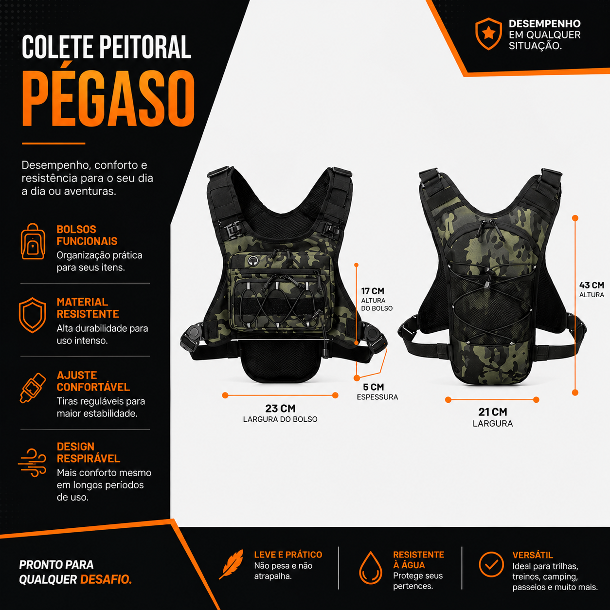 Colete de Peitoral Pégaso com Refil Camelback (2 Litros)