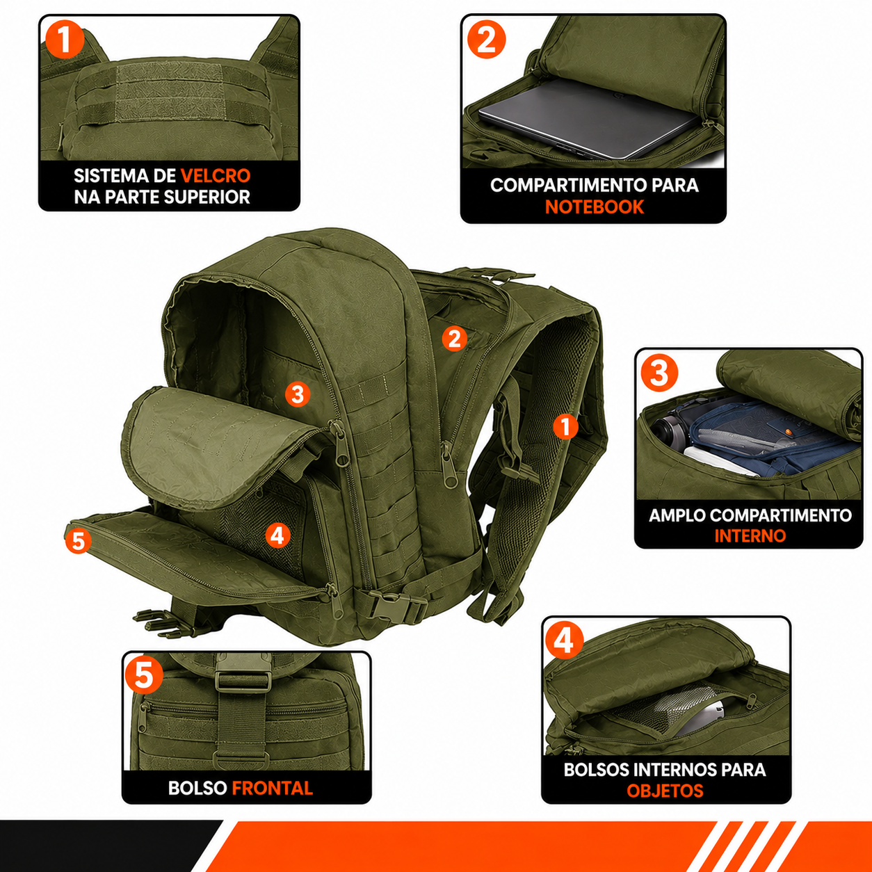 Mochila Tactical 40 Litros - Verde Oliva