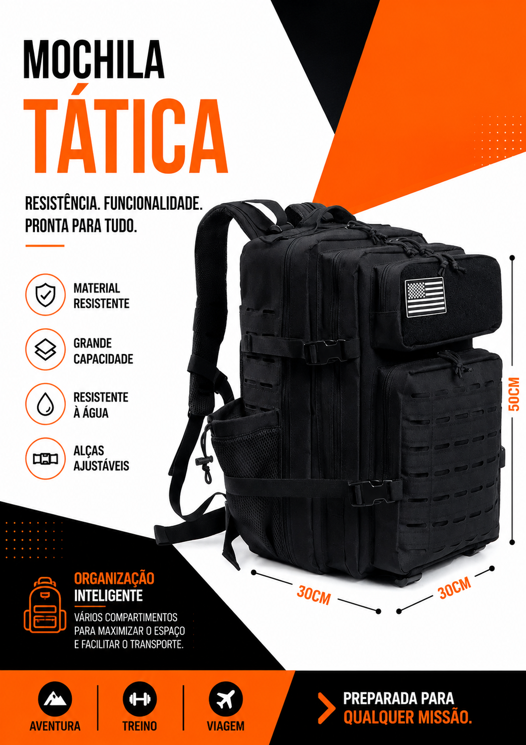 Mochila Nomad 50 Litros - Preta