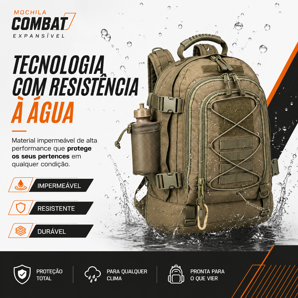 Mochila 40L > 60L Combat® - Verde Oliva