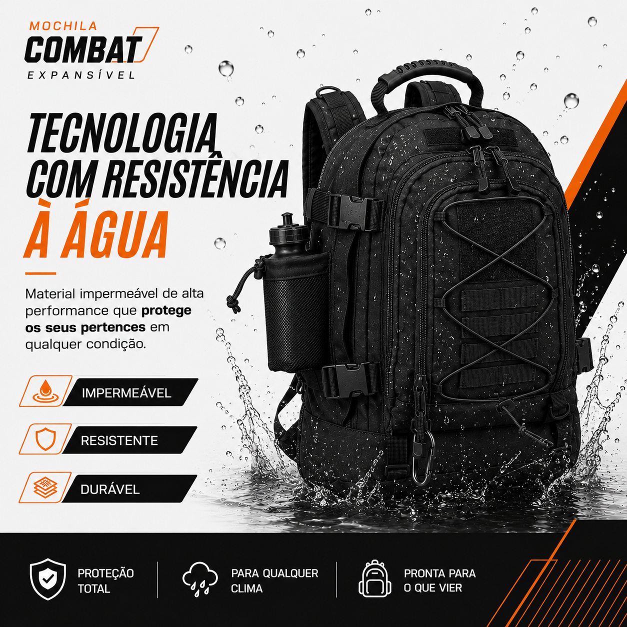 Mochila Expansível 40L > 60L Combat - Preta