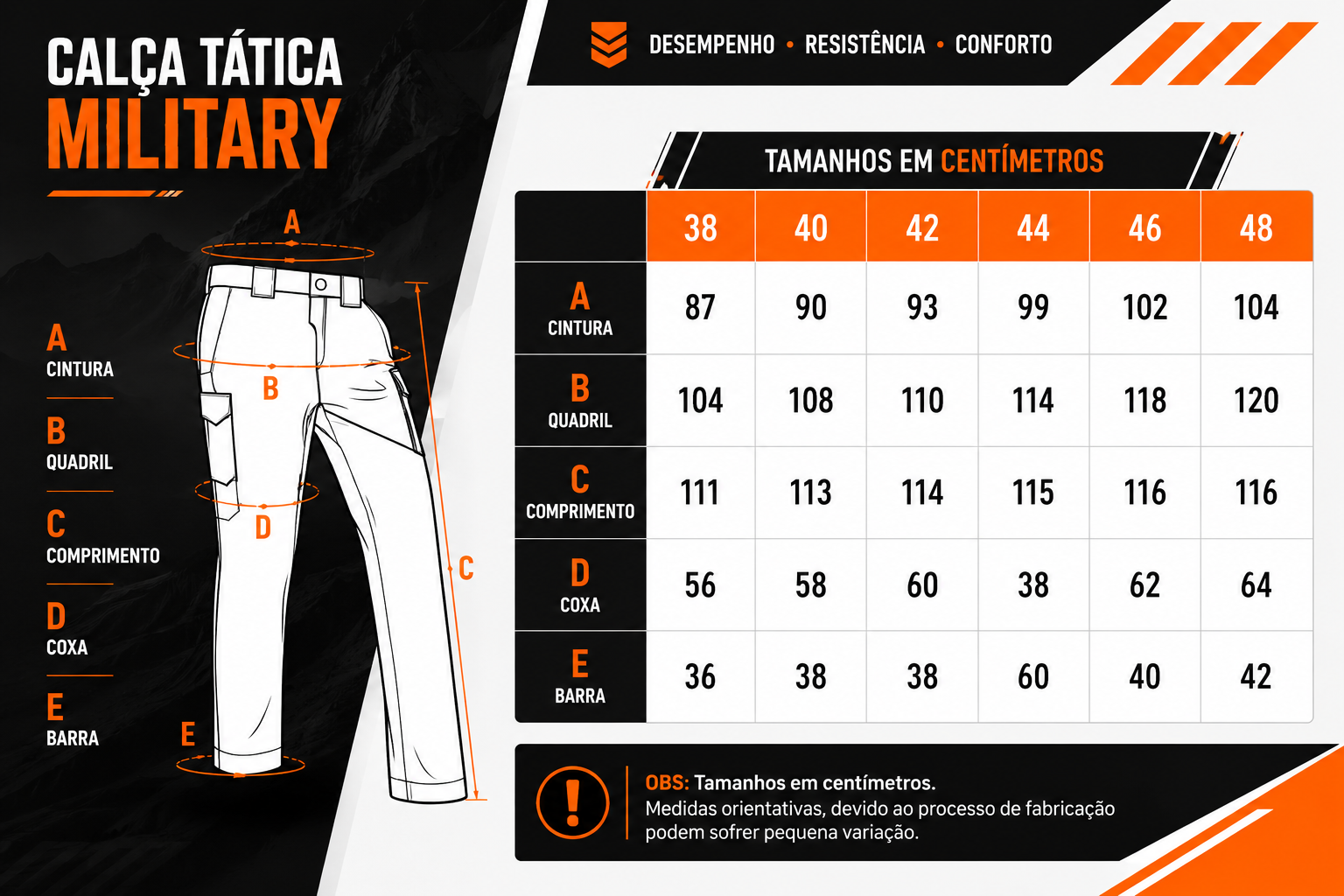 Calça Tática Military® - Preta