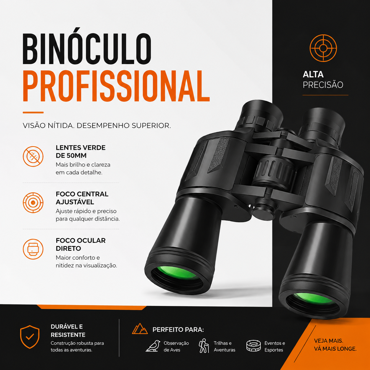Binóculo Profissional - Alcance de até 10 km