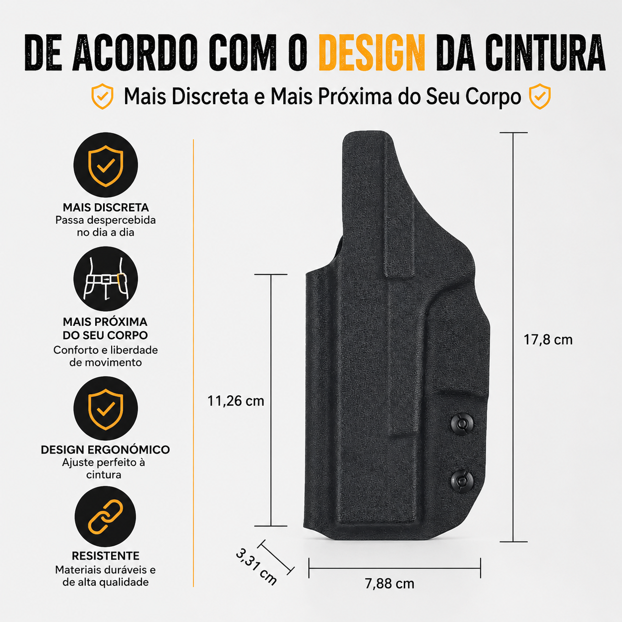 Coldre Velado de Kydex Glock – Linha Full Size (G17, G22 e G31)