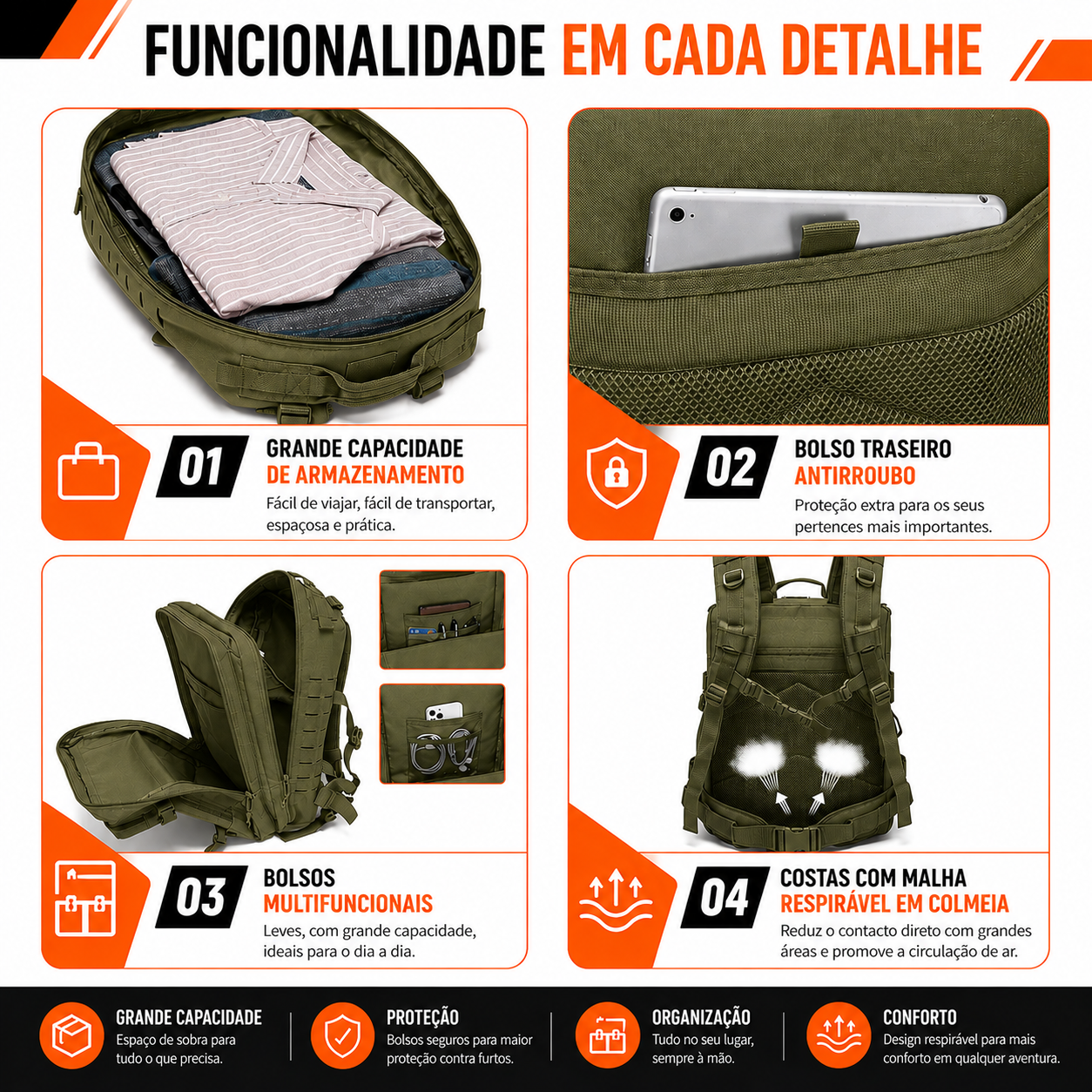 Mochila Tática Mariner 50 Litros - Verde Oliva