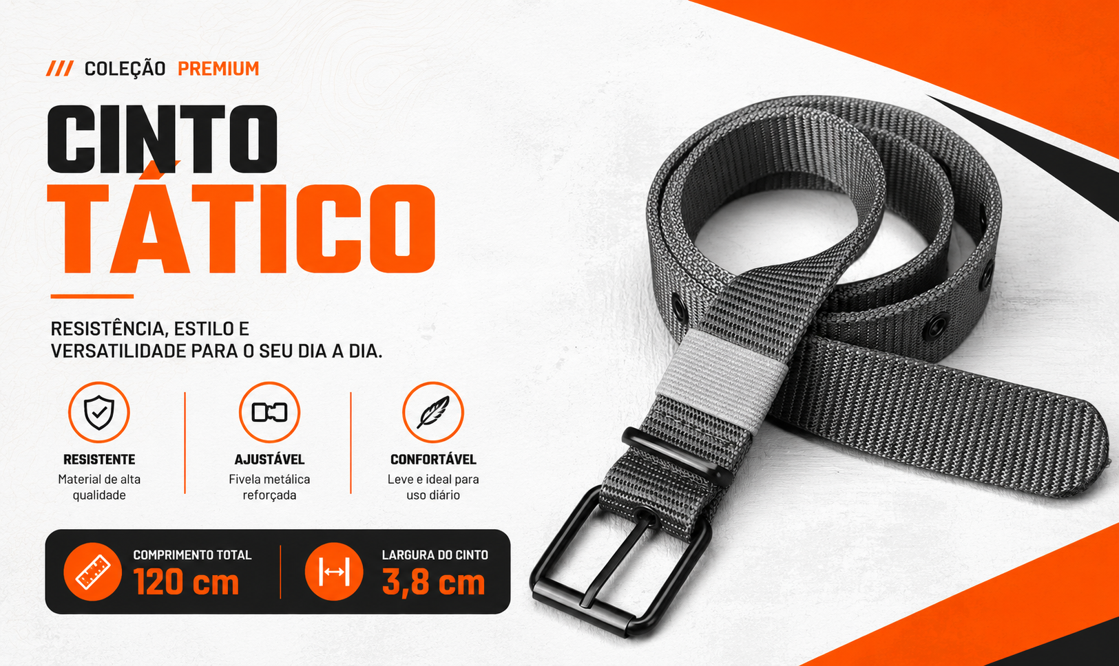 Cinto de Nylon Unissex com Fivela de Agulha