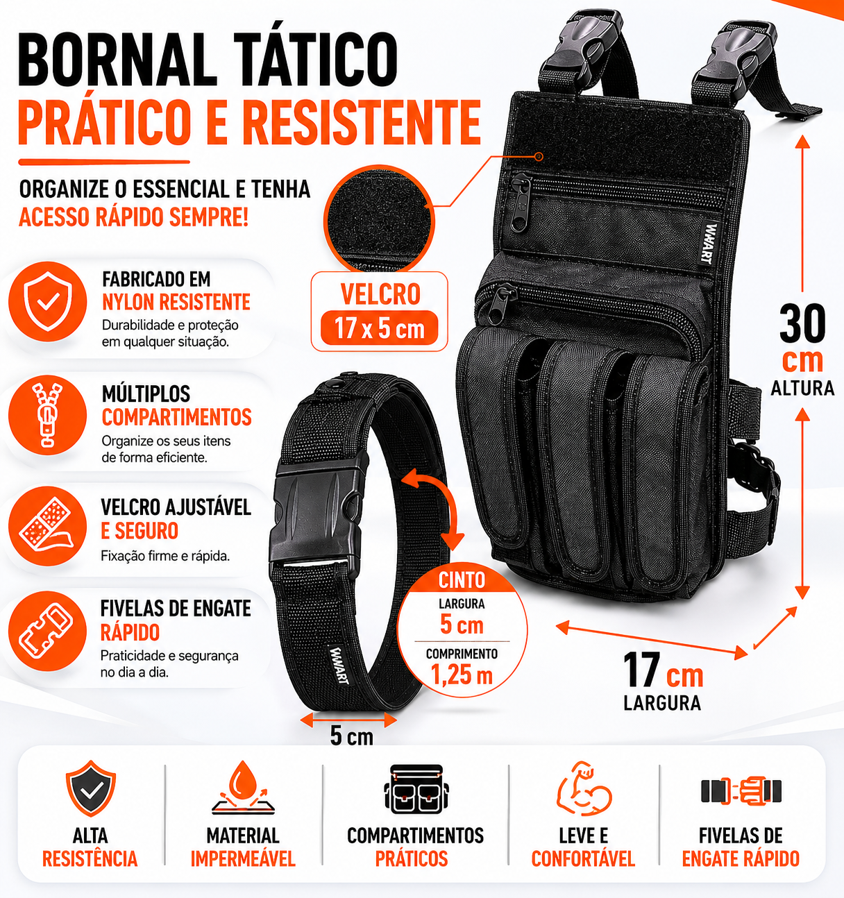 Bornal Tático De Perna + Cinto Tático Militar