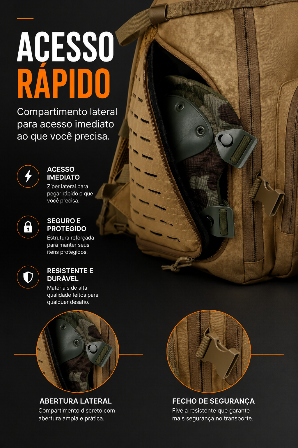 Mochila Tática Falcon 40 Litros - Cáqui