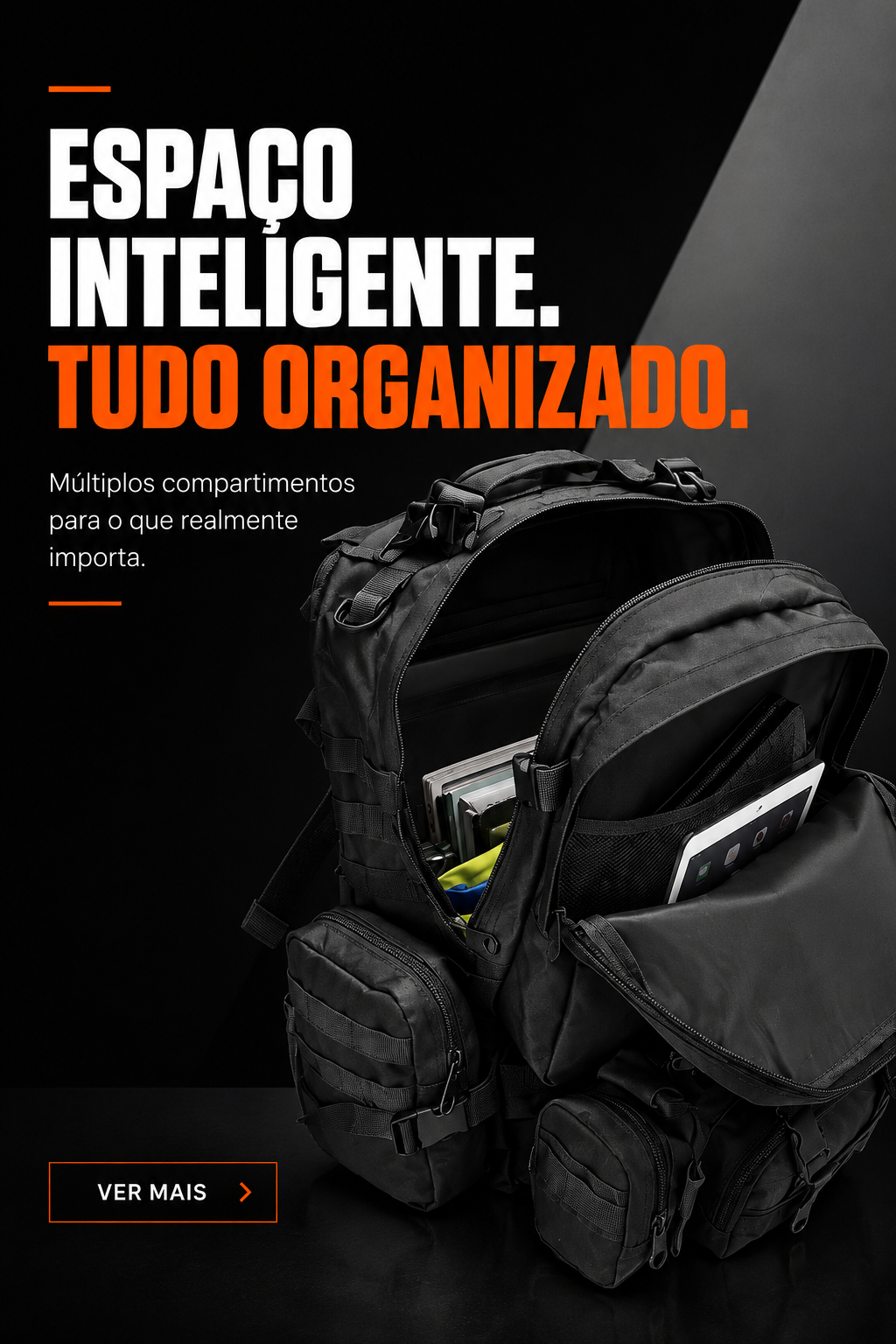 Mochila Tática Armor 65 Litros - Preta
