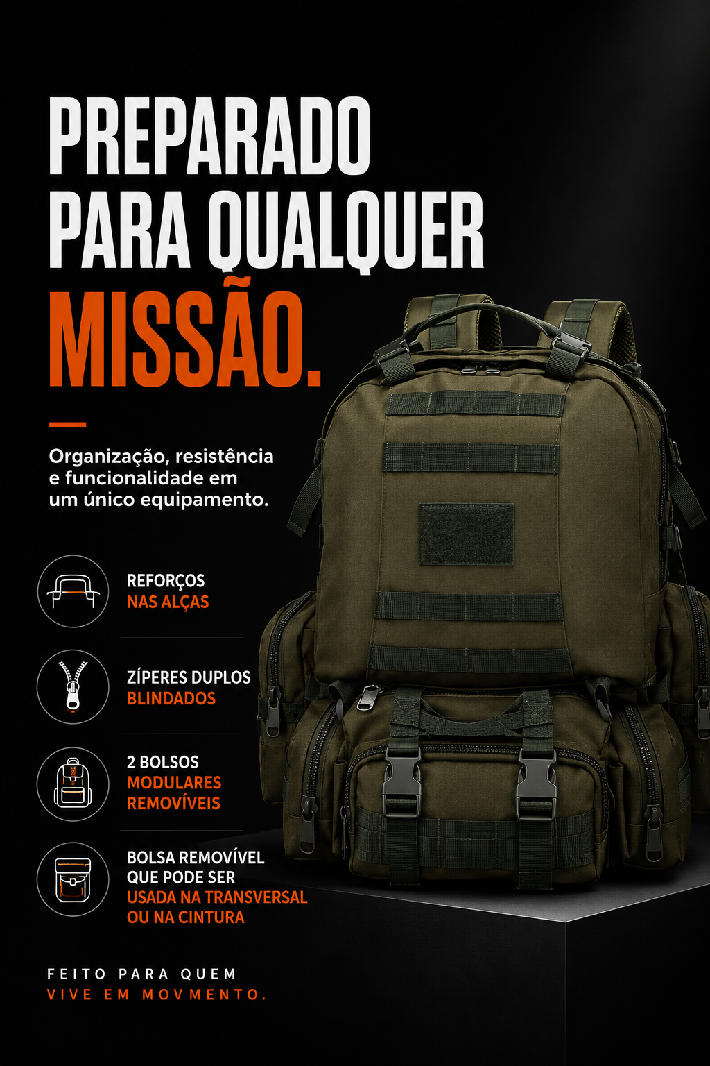 Mochila Militar Armor 65 Litros - Verde
