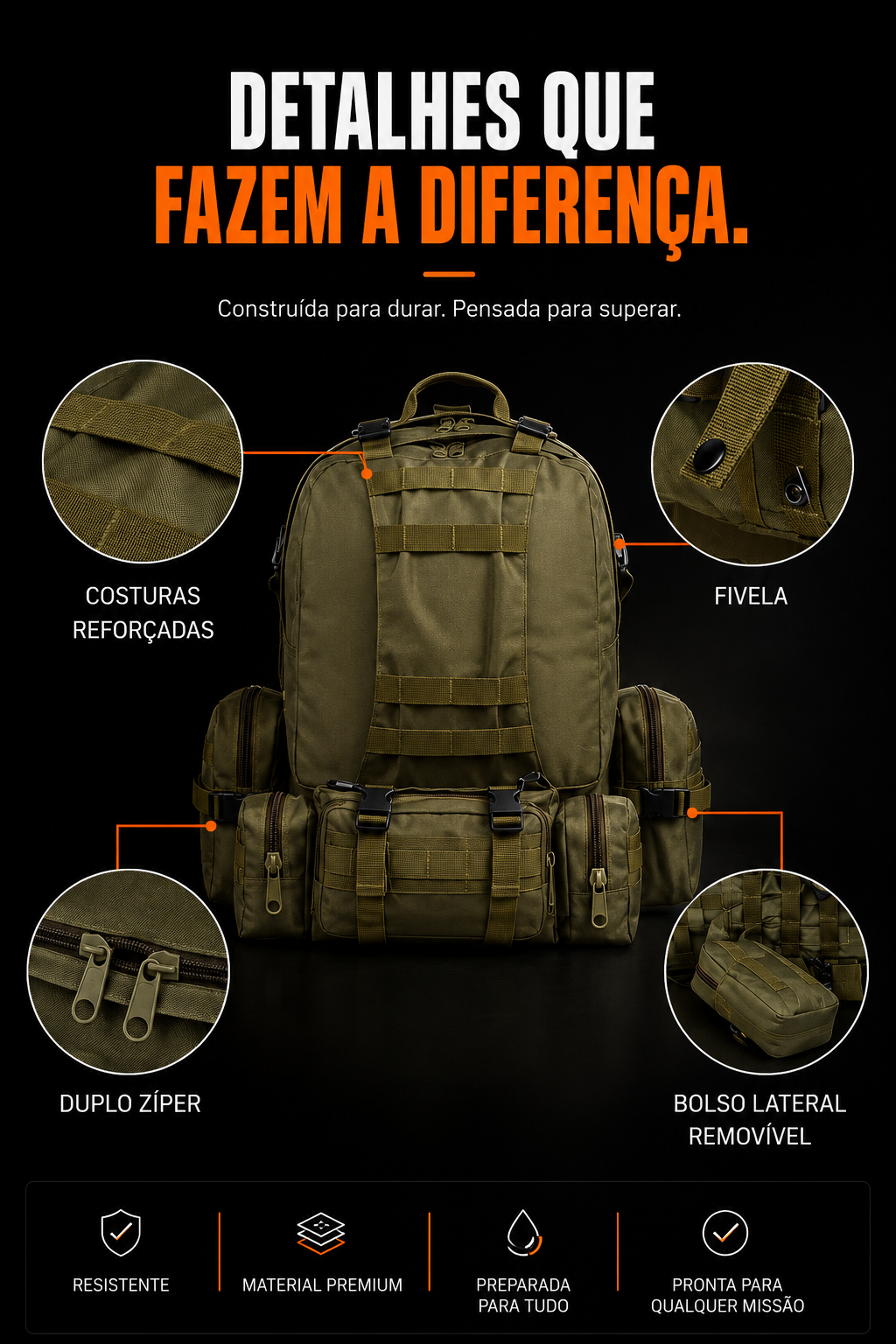 Mochila Militar Armor 65 Litros - Verde