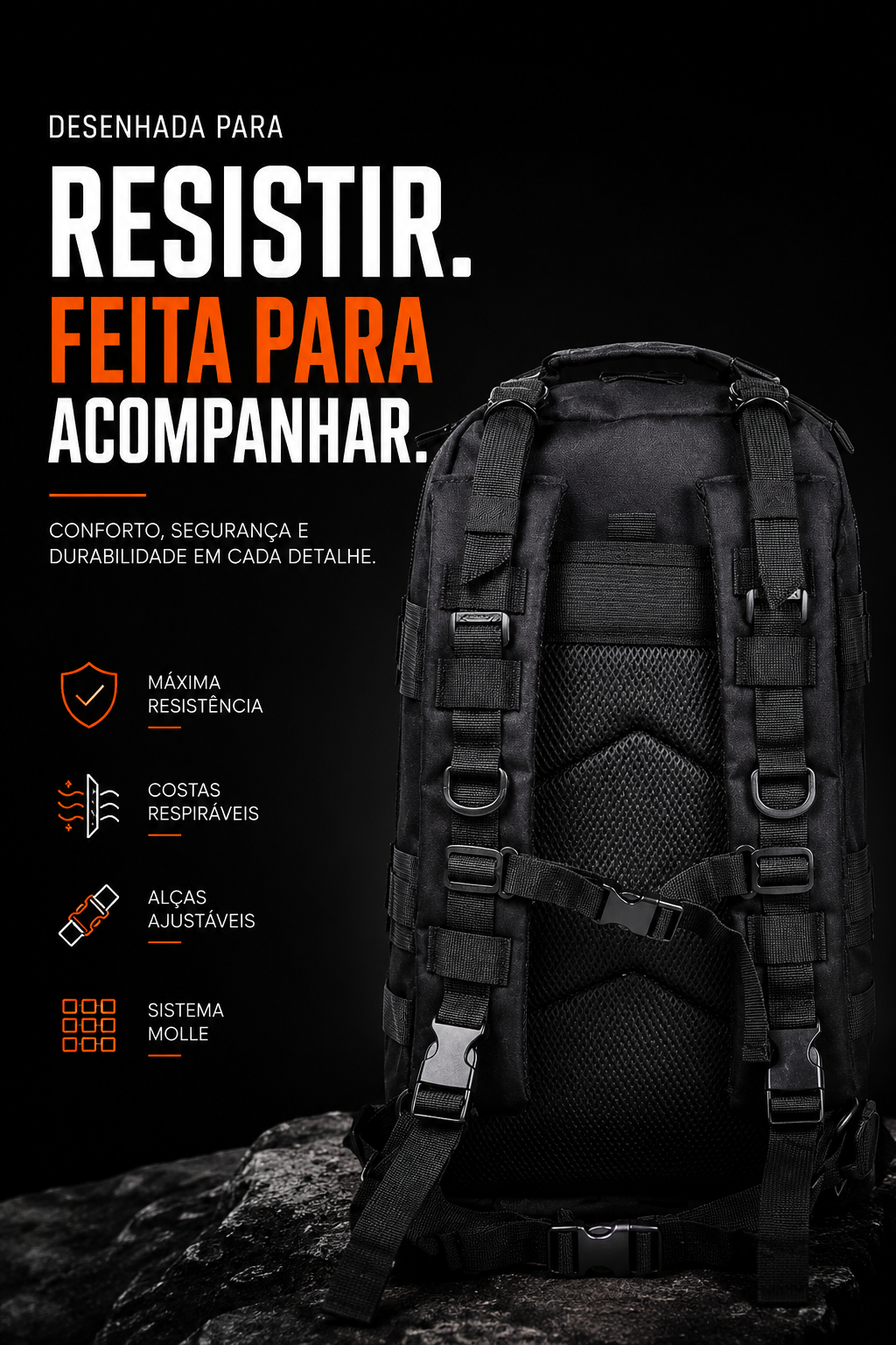 Mochila Tática Outdoor 30 Litros - Preta