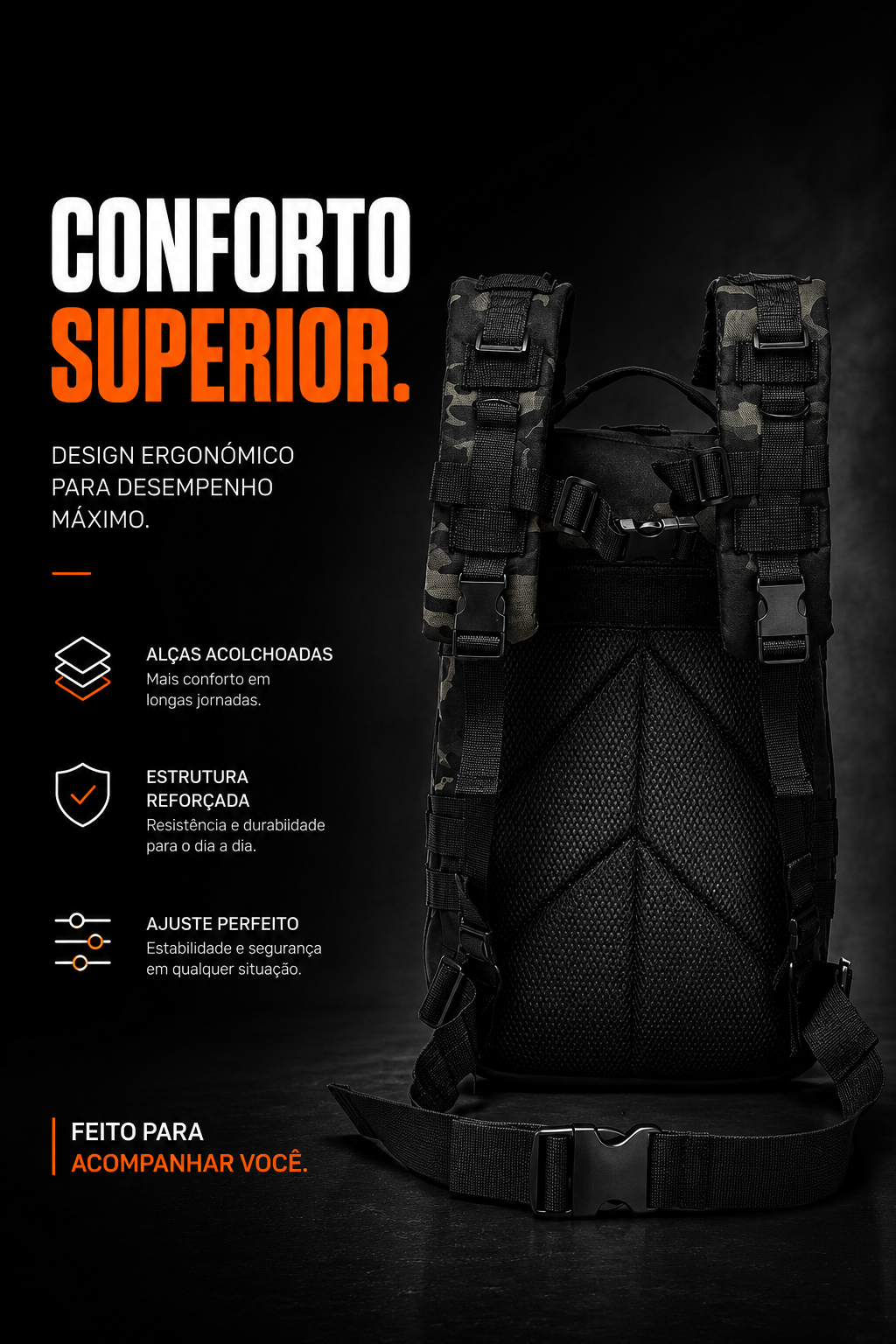 Mochila Tática Outdoor 30 Litros - Multicam Black