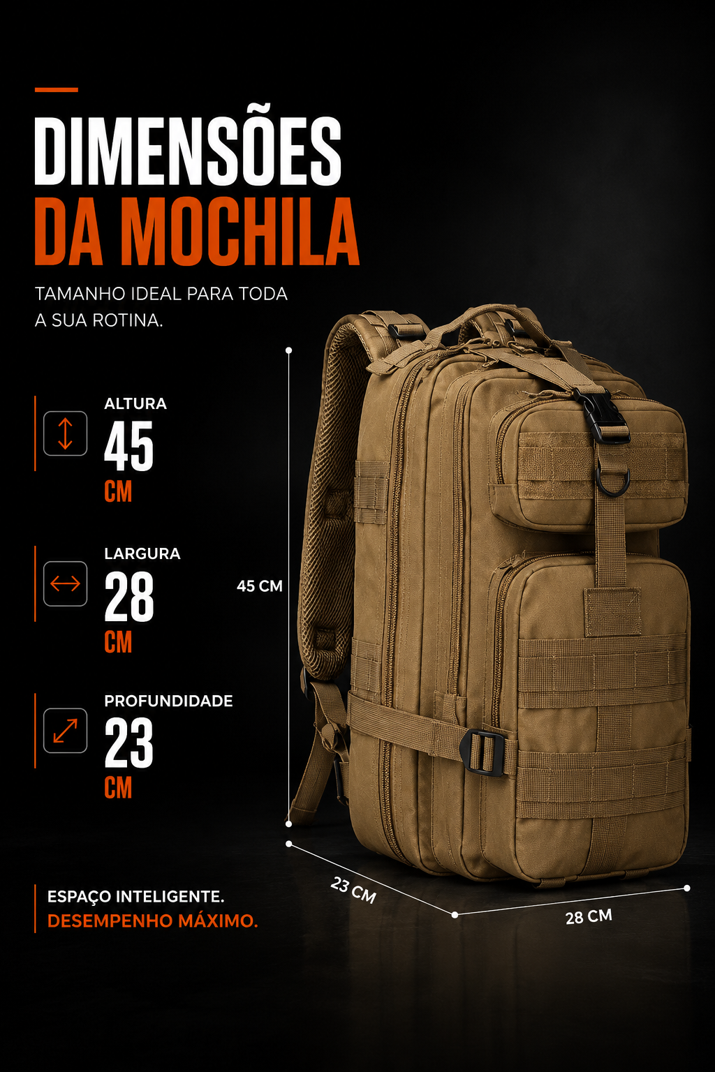 Mochila Tática Outdoor 30 Litros - Cáqui
