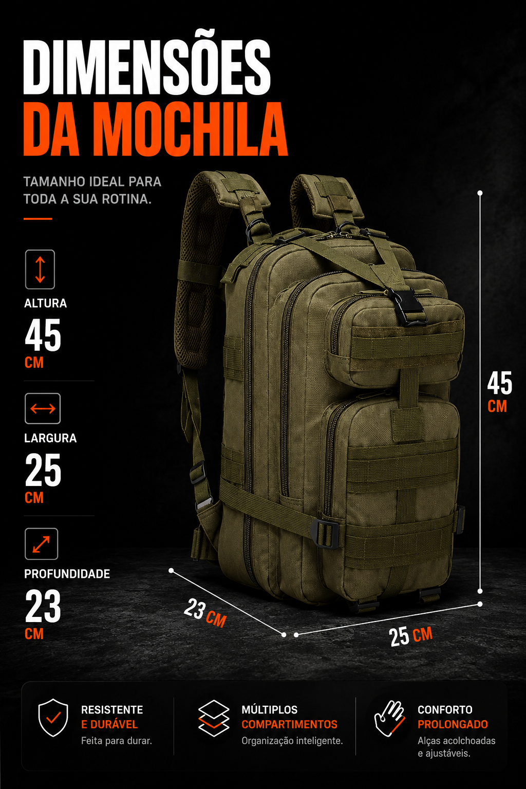 Mochila Tática Outdoor 30 Litros - Verde Oliva