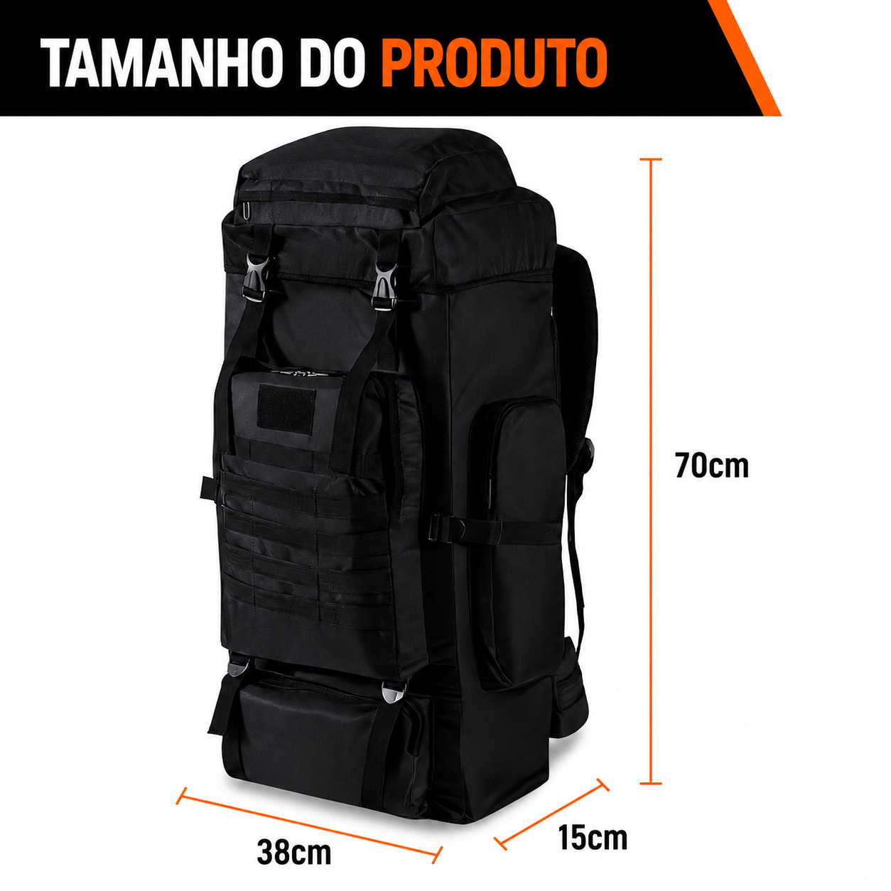 Mochila Adventure 70L - Preta