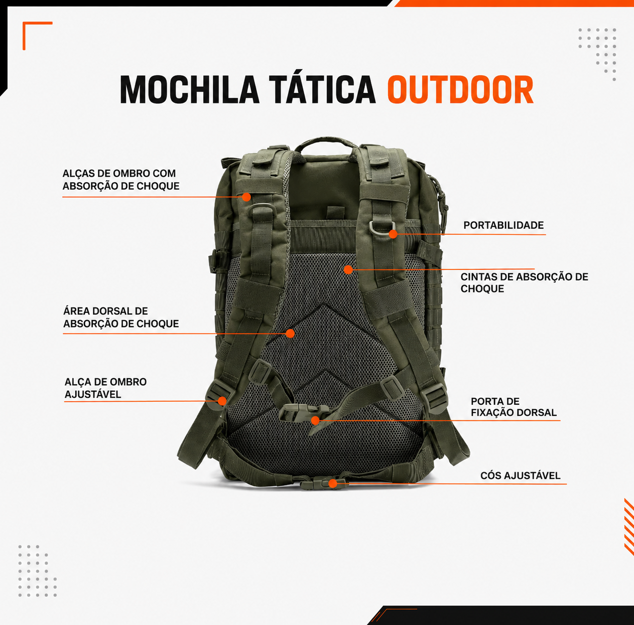 Mochila Tática Outdoor 50 Litros - Verde Oliva