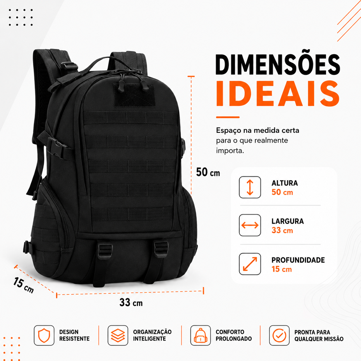 Mochila Tática Hornet 45 Litros - Preta
