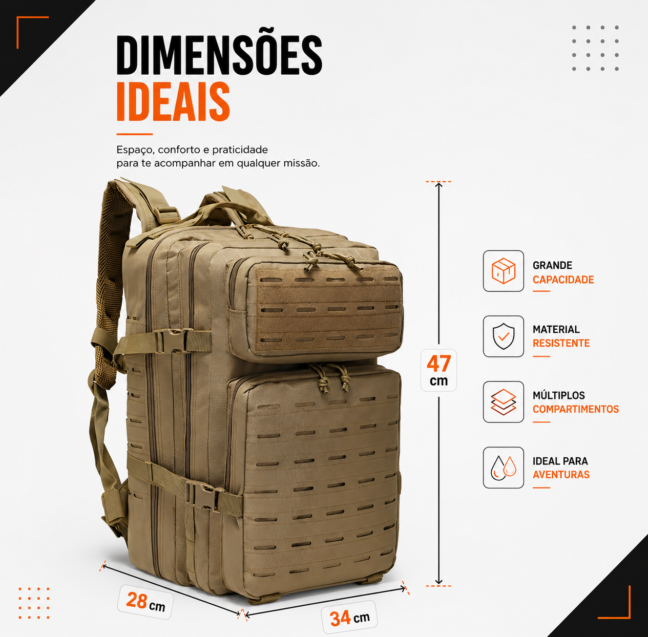 Mochila Tática Mariner 50 Litros - Cáqui