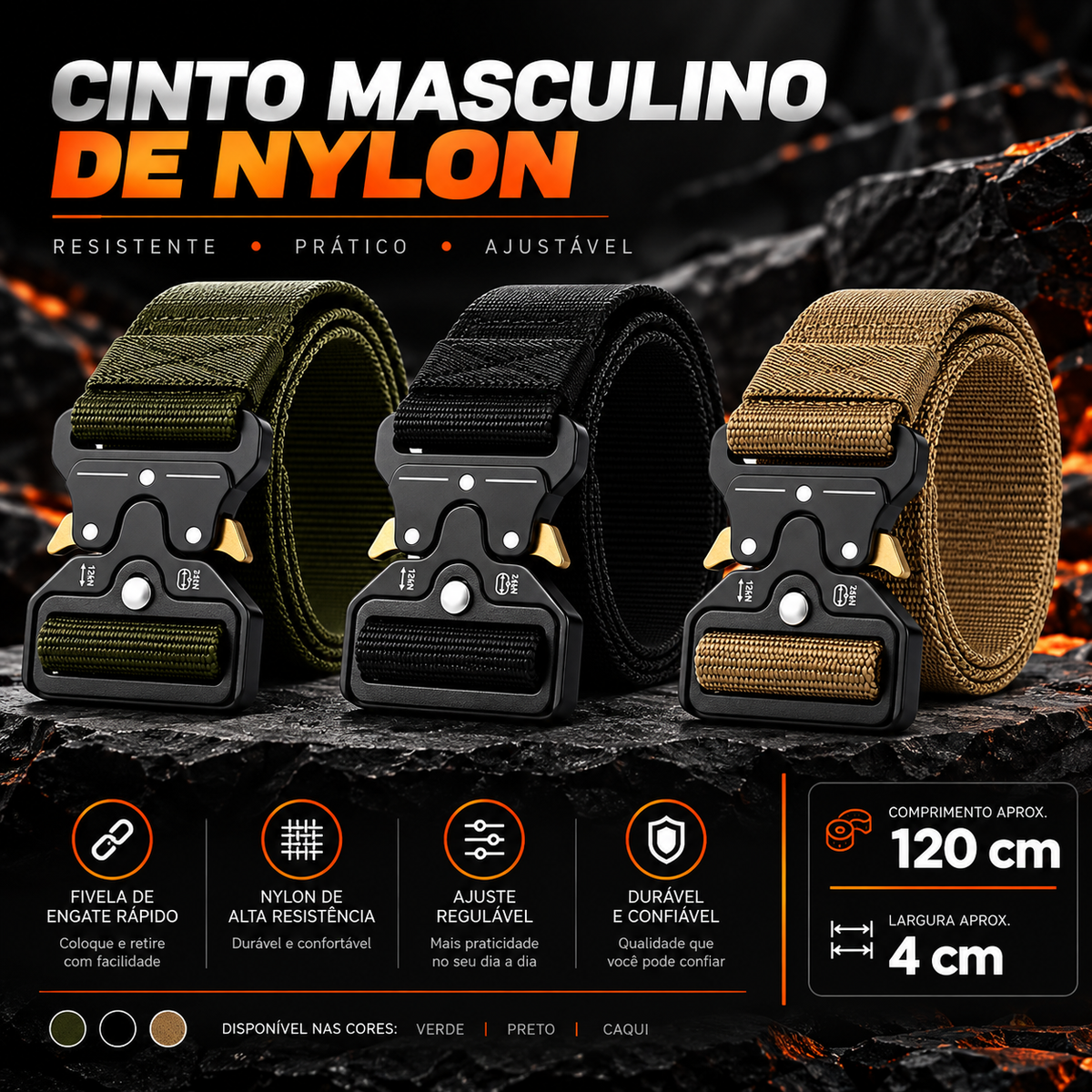 Kit 3 Cintos Táticos Guardian com Engate Rápido