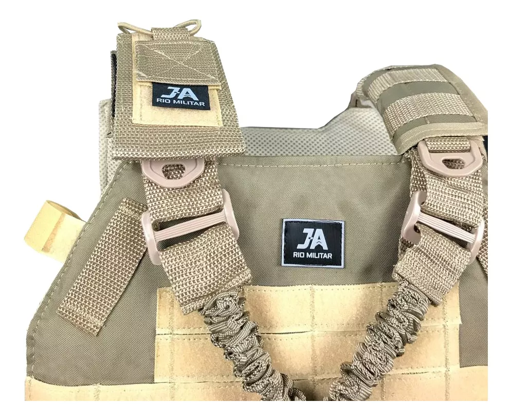 Capa de colete modular Plate Carrier com 5 acessórios JA Rio Militar®️ - Cáqui