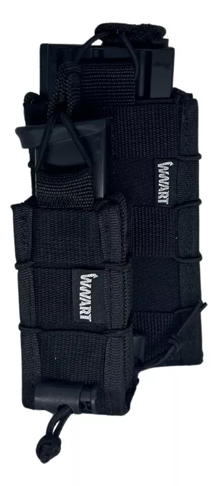 Kit Porta Carregador Fuzil 556/762 + Porta Carregador Pistola/Lanterna Fast Mag Preto