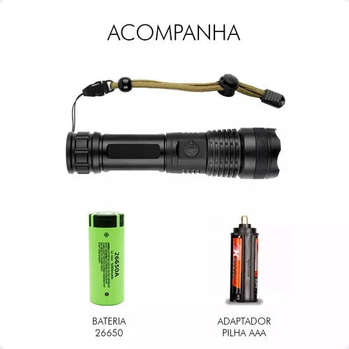 Lanterna Tática Led com Bateria Recarregável