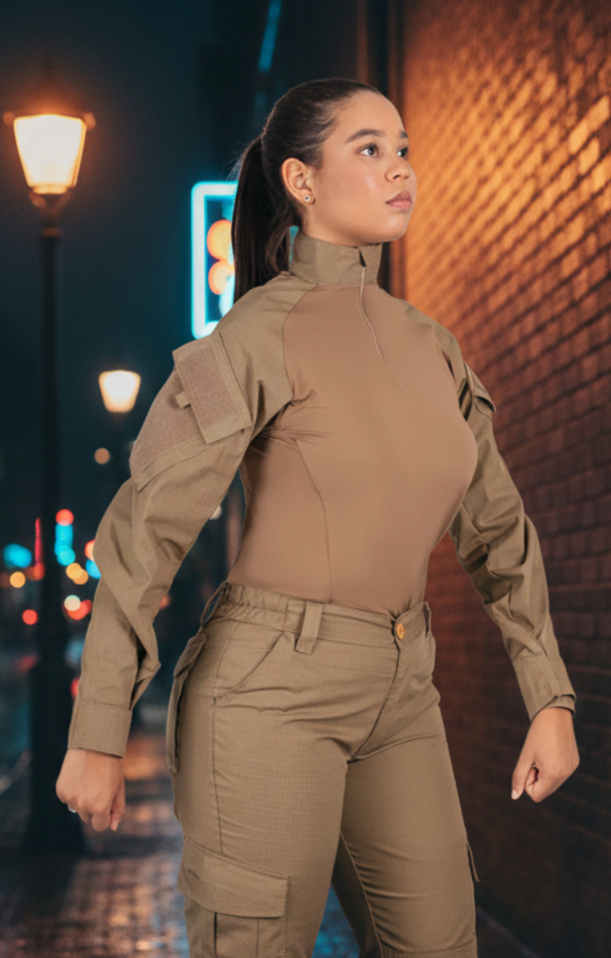 Combat Shirt Feminina Military - Cáqui