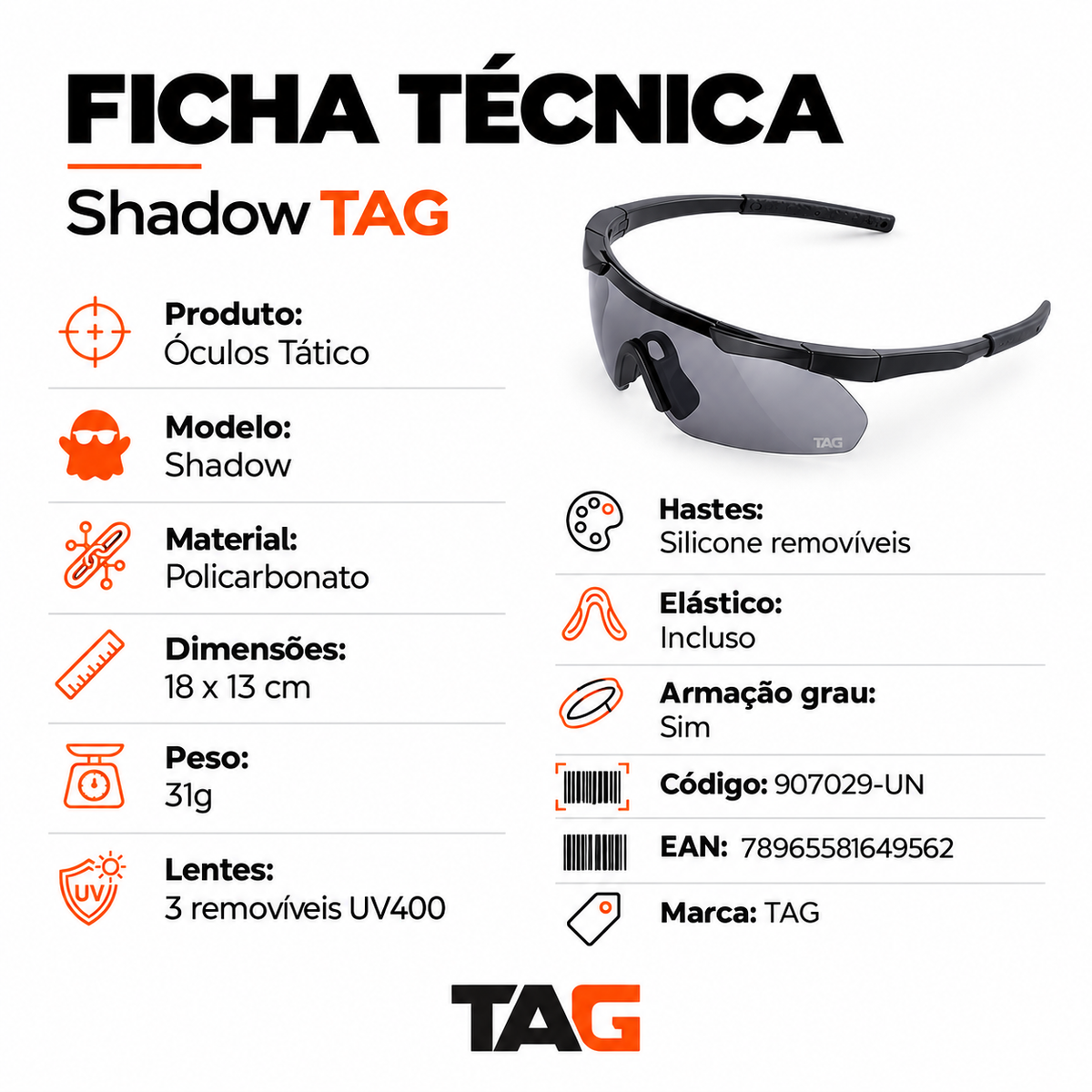 Óculos Tático Blaze Pro - com Proteção UV e 3 lentes