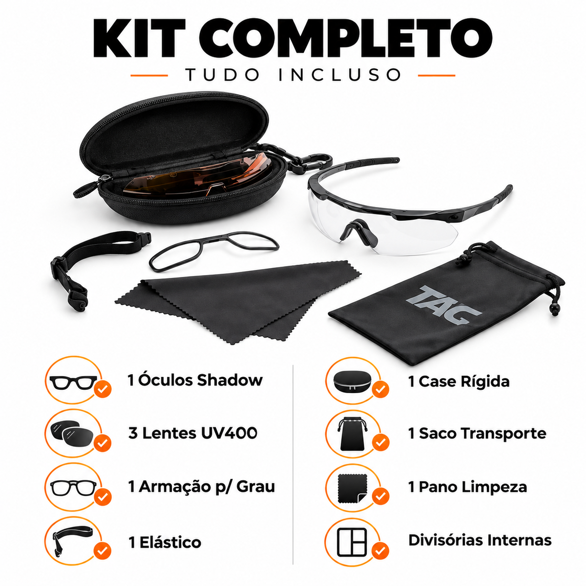 Óculos Tático Blaze Pro - com Proteção UV e 3 lentes
