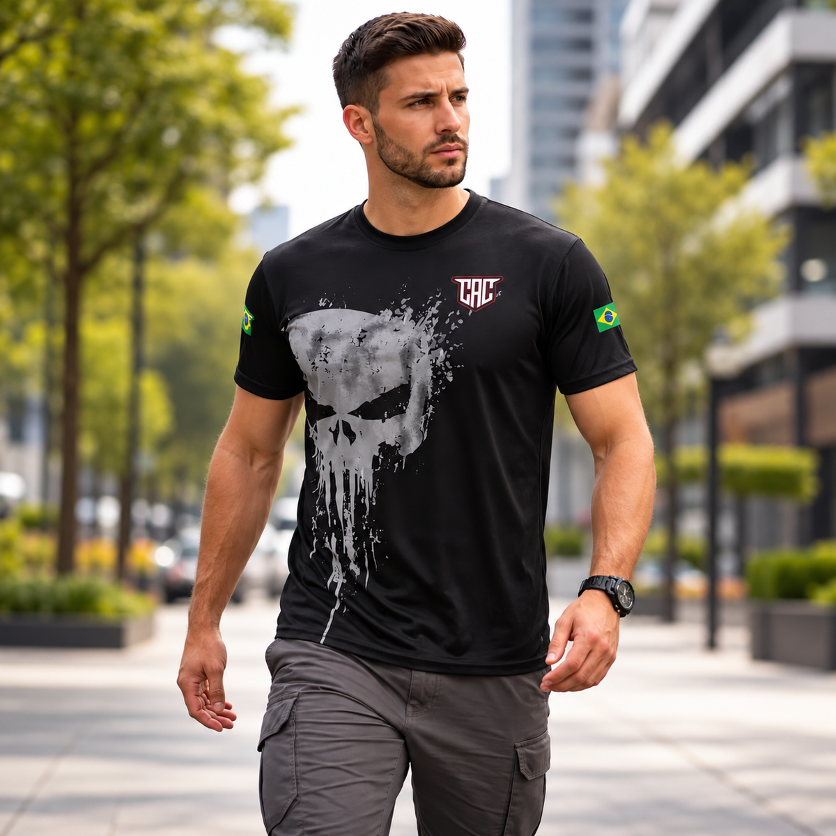 Camiseta Tática CAC The "Punisher" | Proteção UV+ Dry Fit