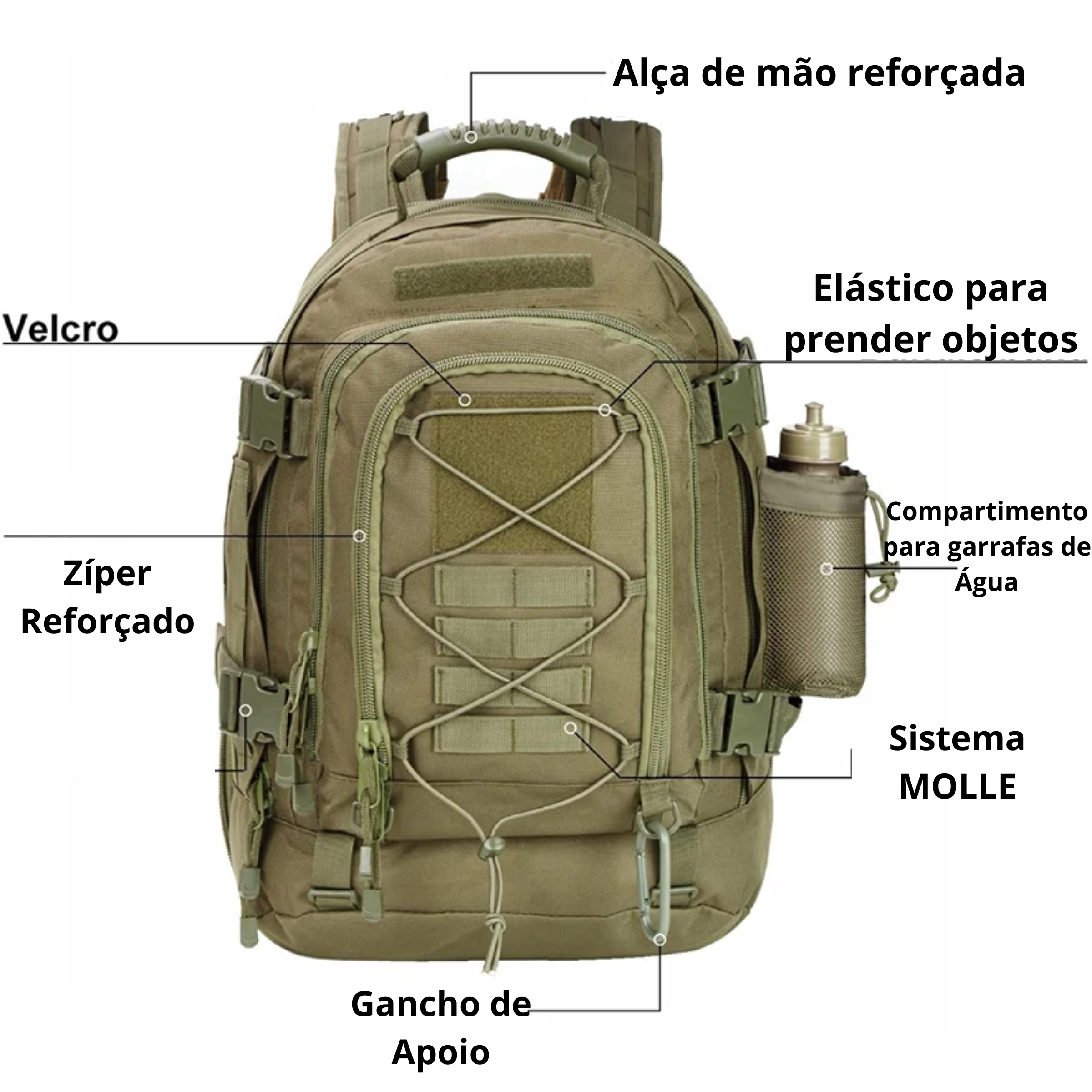 Mochila 40L > 60L Combat® - Cáqui
