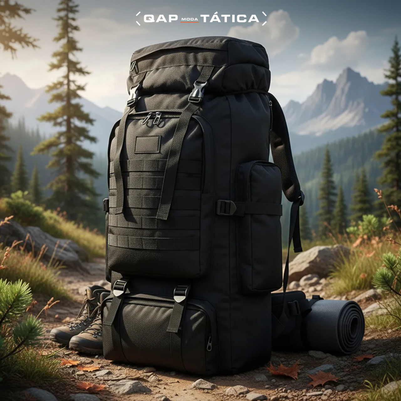 Mochila Trilha e Camping 80 Litros - Preta