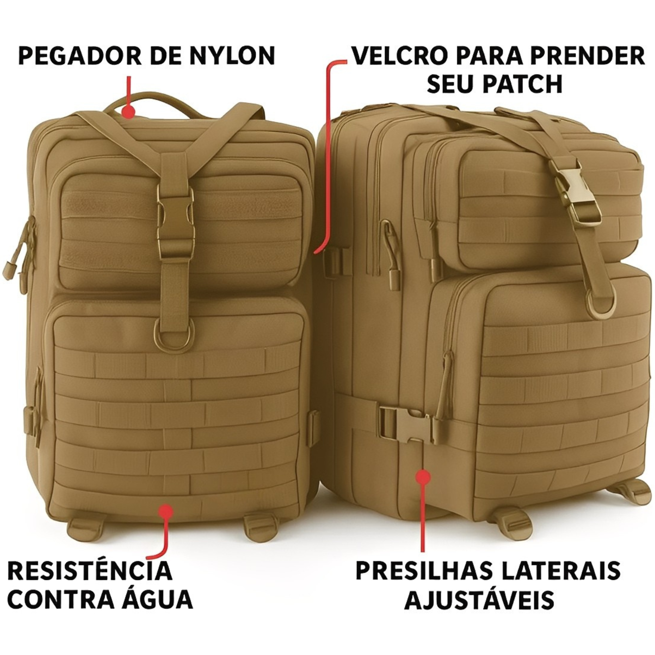Mochila Tática 50 Litros Outdoor® - Cáqui
