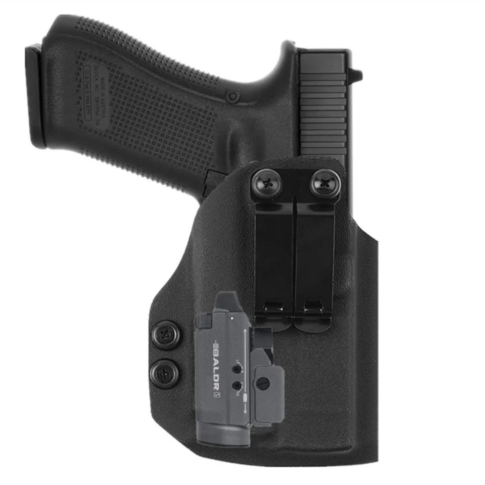 Coldre Velado Kydex Premium para Glock G17, G19, G19X, G25 e G45 com Lanterna - Destro
