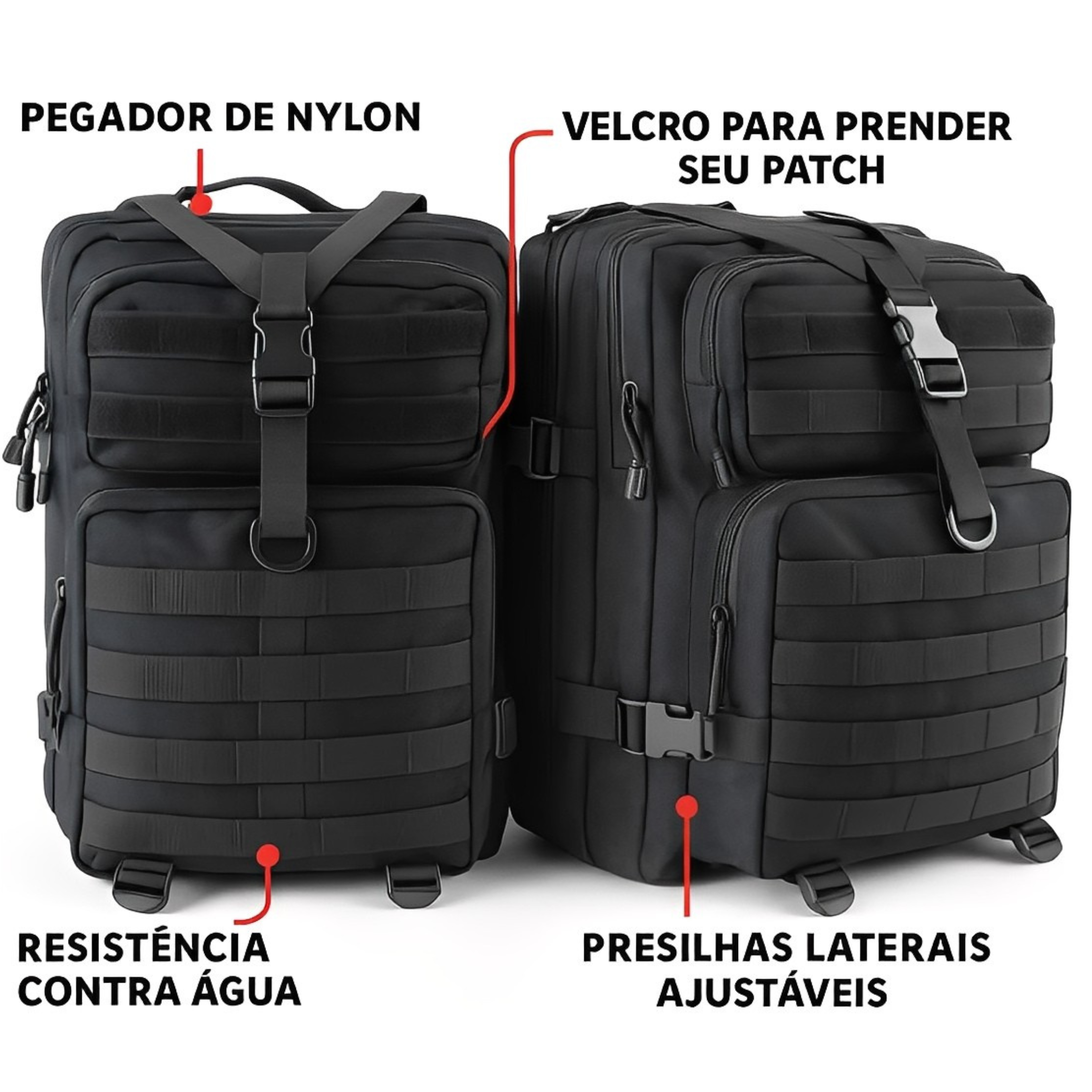 Mochila Tática 50 Litros Outdoor® - Preta