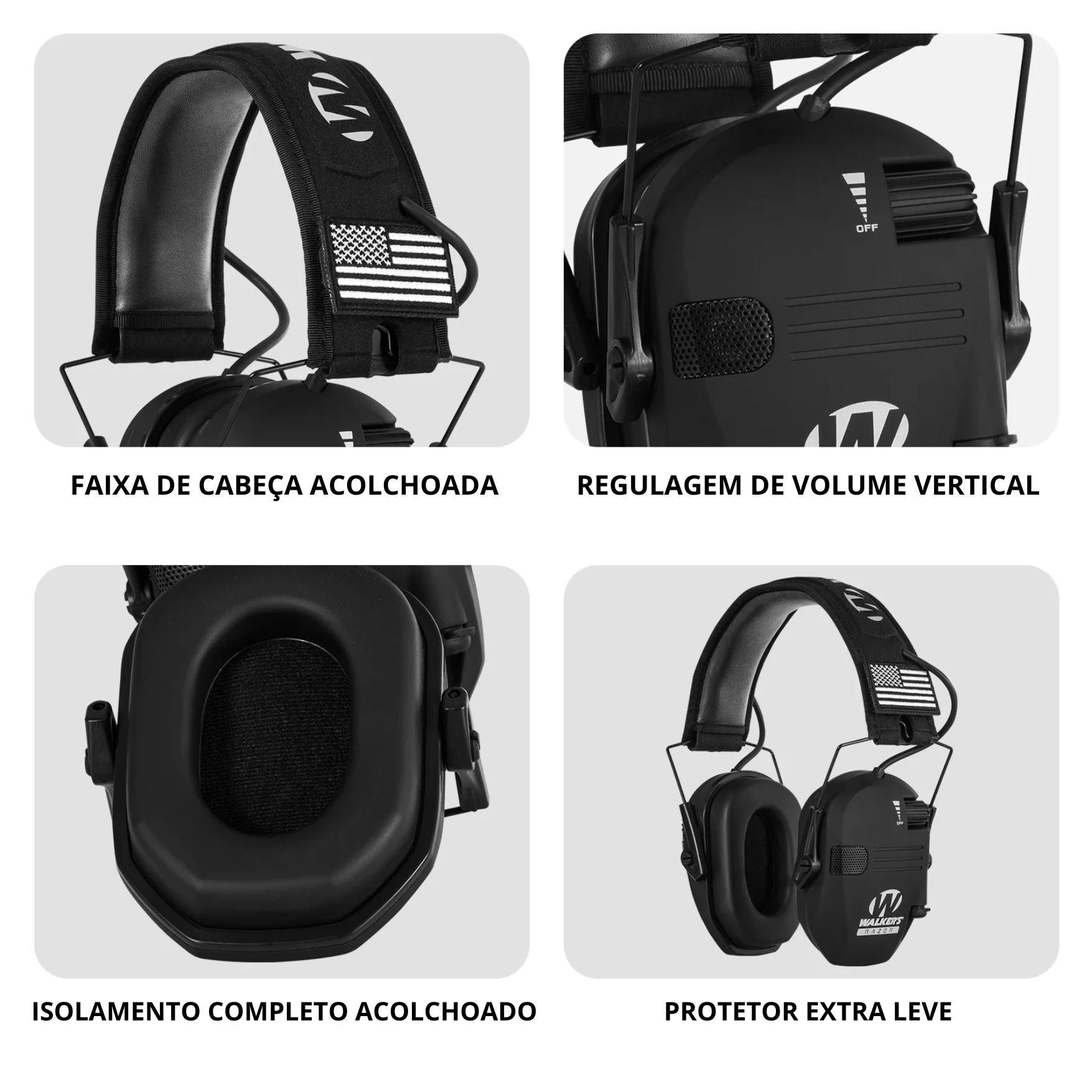 Abafador/Protetor Auricular Eletrônico Walkers Razor ®